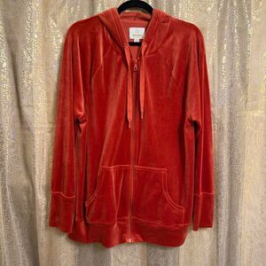 Aerie Offline Velour Burnt Orange Soft Cozy Oversized Zip Hoodie Small